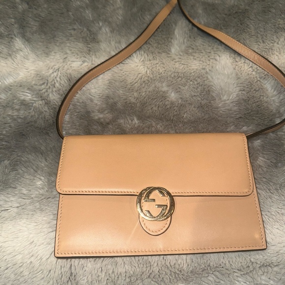 Gucci Handbags - Gucci Beige Leather Crossbody Bag